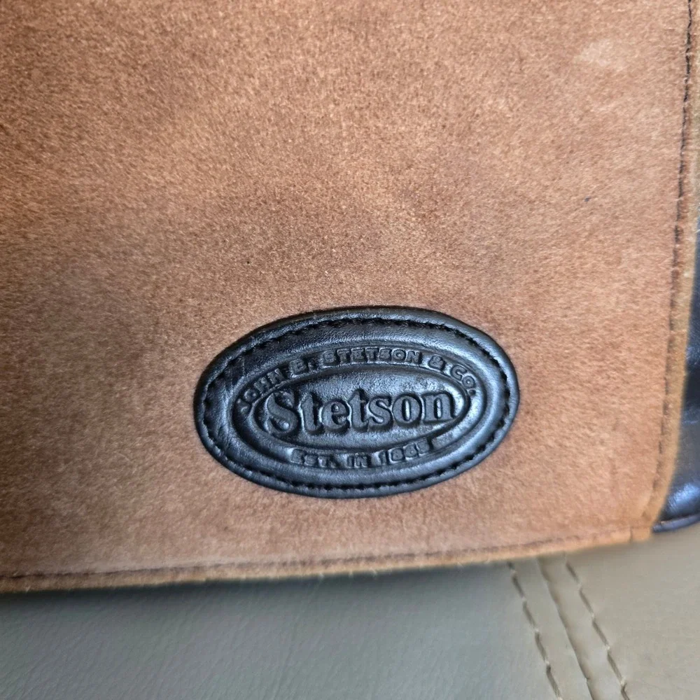 Stetson Mens Suede Leather‎ Briefcase Tan Brown Laptop Messenger Bag Vintage